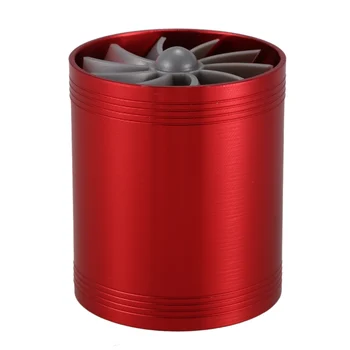 Турбонагнетатель с двойной турбиной, воздухозаборник, газовый вентилятор для экономии топлива для автомобиля (красный)