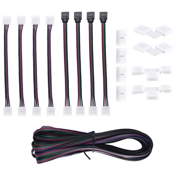 Удлинительный кабель для светодиодной ленты RGB длиной 16,4 фута (5 м) с 4 контактами, комплекты разъемов для светодиодных лент 5050 для гибкой светодиодной ленты RGB