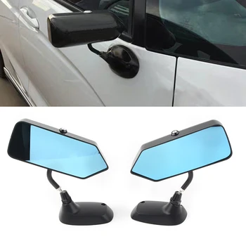 Универсальные боковые зеркала автомобиля F1 Style Синий металлический кронштейн зеркала заднего вида глянцевый черный 1 пара