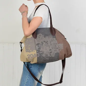 Холст Унисекс Ретро Большой емкости с граффити, лоскутная цветная сумка через плечо, женская сумка-мессенджер, кошелек