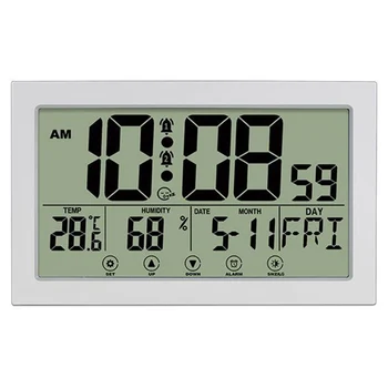 Цифровые настенные часы с сенсорным экраном, отключение звука с режимом повтора, светящиеся крупные символы с календарем, подходящие для домашнего офиса