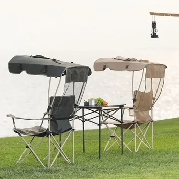 Шезлонг Переносной пляжный стул с теневым навесом Уличное оборудование Металлический складной стул для кемпинга Инструменты для пляжной рыбалки Путешествия