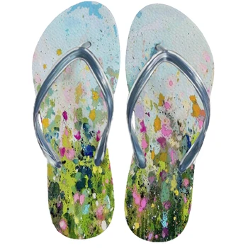 Шлепанцы с Гавайскими цветами и индивидуальным рисунком, женские летние сандалии 2023, женские сандалии на плоской подошве, бесплатная доставка, все Китайское