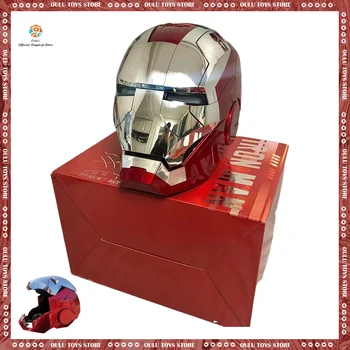 Электронный шлем Iron Man Mk5 с голосовым управлением 1/1 для косплея, сенсорные светодиодные глаза, металлическая модель, статуя, игрушки для детей, подарок на день рождения для взрослых